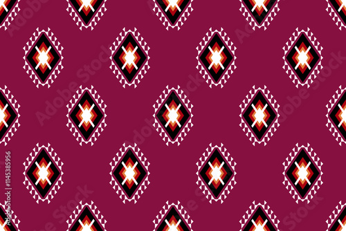 Geometric ethnic oriental seamless pattern traditional Design for background,carpet,wallpaper.clothing,wrapping,Batik fabric,Vector illustration.embroidery style - Sadu, sadou, sadow or sado