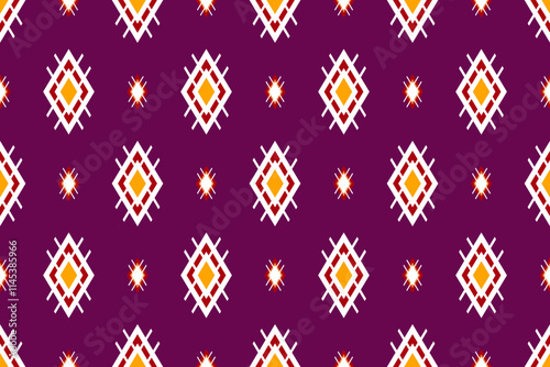 Geometric ethnic oriental seamless pattern traditional Design for background,carpet,wallpaper.clothing,wrapping,Batik fabric,Vector illustration.embroidery style - Sadu, sadou, sadow or sado