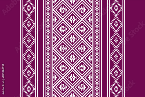 Geometric ethnic oriental seamless pattern traditional Design for background,carpet,wallpaper.clothing,wrapping,Batik fabric,Vector illustration.embroidery style - Sadu, sadou, sadow or sado