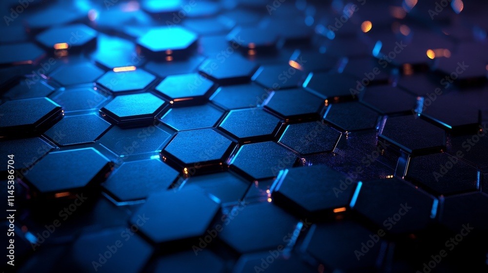 Fototapeta premium Futuristic Blue Hexagonal Technology Abstract Background