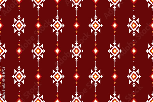 Geometric ethnic oriental seamless pattern traditional Design for background,carpet,wallpaper.clothing,wrapping,Batik fabric,Vector illustration.embroidery style - Sadu, sadou, sadow or sado