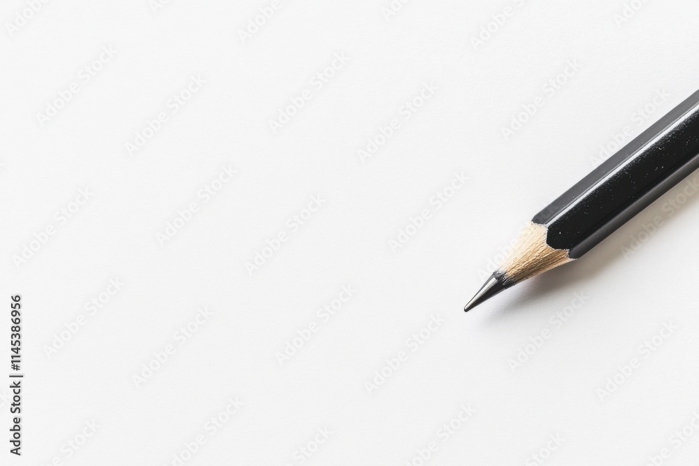 Close-Up of a Sharpened Black Pencil on a Clean White Background Ready for Writing or Drawing Close-Up of a Sharpened Black Pencil on a Clean White Background Ready for Writing or Drawing