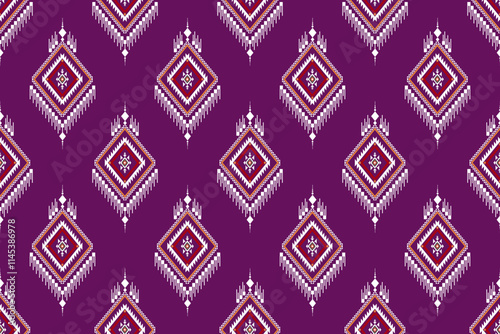 Geometric ethnic oriental seamless pattern traditional Design for background,carpet,wallpaper.clothing,wrapping,Batik fabric,Vector illustration.embroidery style - Sadu, sadou, sadow or sado