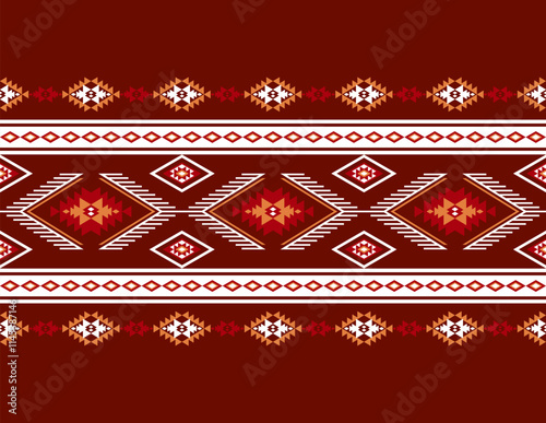 Geometric ethnic oriental seamless pattern traditional Design for background,carpet,wallpaper.clothing,wrapping,Batik fabric,Vector illustration.embroidery style - Sadu, sadou, sadow or sado