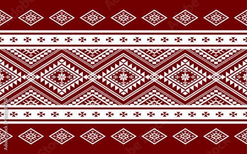 Geometric ethnic oriental seamless pattern traditional Design for background,carpet,wallpaper.clothing,wrapping,Batik fabric,Vector illustration.embroidery style - Sadu, sadou, sadow or sado