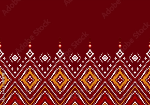Geometric ethnic oriental seamless pattern traditional Design for background,carpet,wallpaper.clothing,wrapping,Batik fabric,Vector illustration.embroidery style - Sadu, sadou, sadow or sado