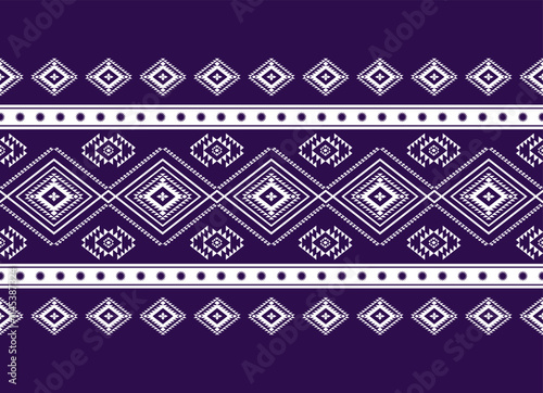Geometric ethnic oriental seamless pattern traditional Design for background,carpet,wallpaper.clothing,wrapping,Batik fabric,Vector illustration.embroidery style - Sadu, sadou, sadow or sado
