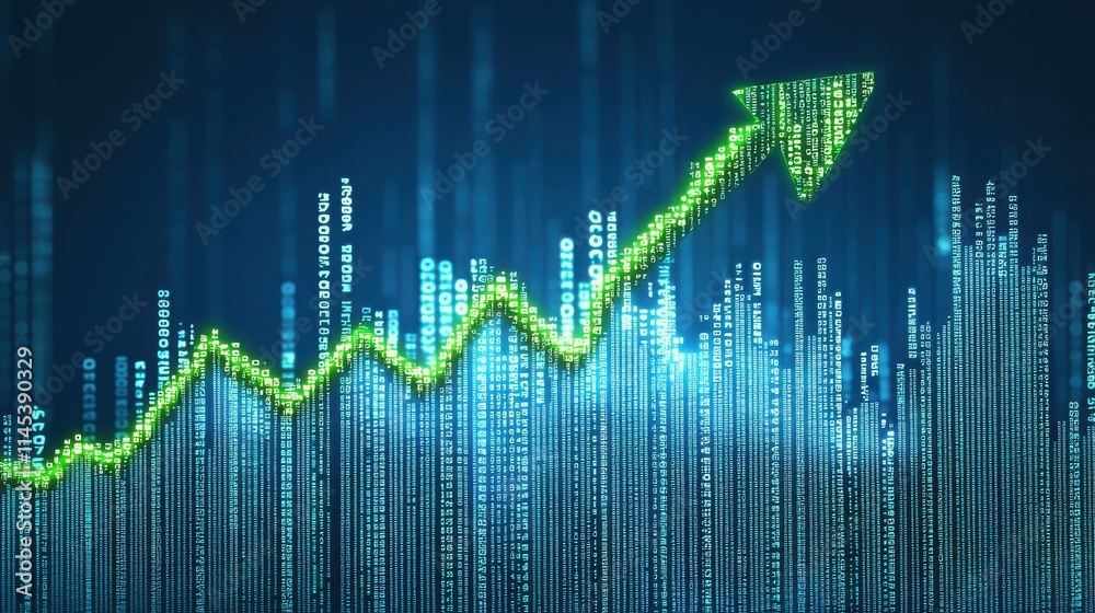 Dynamic financial growth chart with glowing data visualization business environment digital concept Dynamic financial growth chart with glowing data visualization business environment digital concept