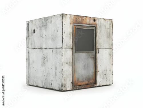 3D Render Rusty Concrete Guard Booth