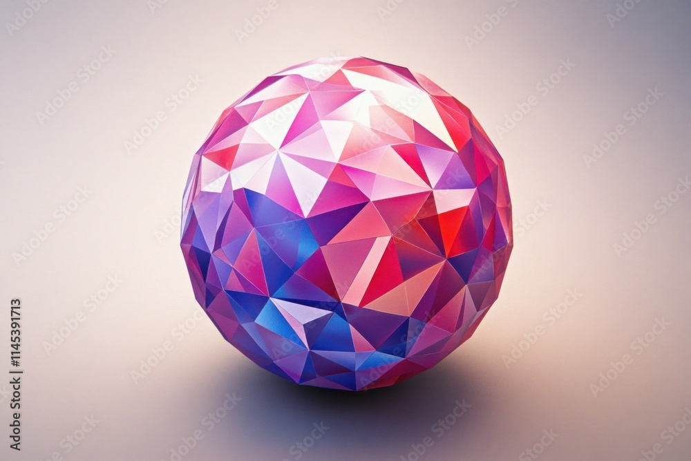 Abstract low-poly sphere with pink, purple, and blue gradient. Abstract low-poly sphere with pink, purple, and blue gradient.