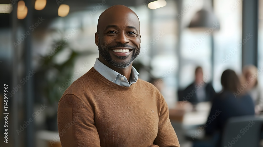 Naklejka premium Smiling executive standing in front AI generated illustration