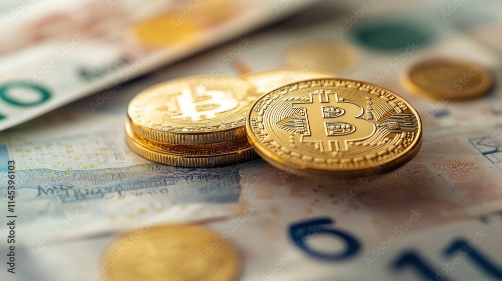 Bitcoin on Euro Banknote - Cryptocurrency and Traditional Finance Bitcoin on Euro Banknote - Cryptocurrency and Traditional Finance