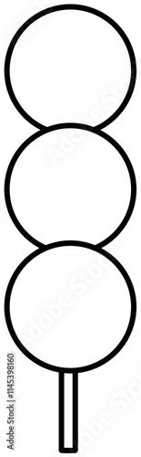 Dango outline, traditional Japanese sweets transparent on background.