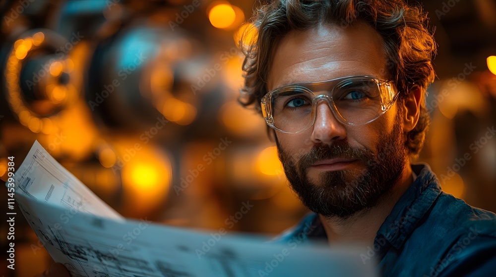 Stylish engineer examining a technical AI generated illustration Stylish engineer examining a technical AI generated illustration
