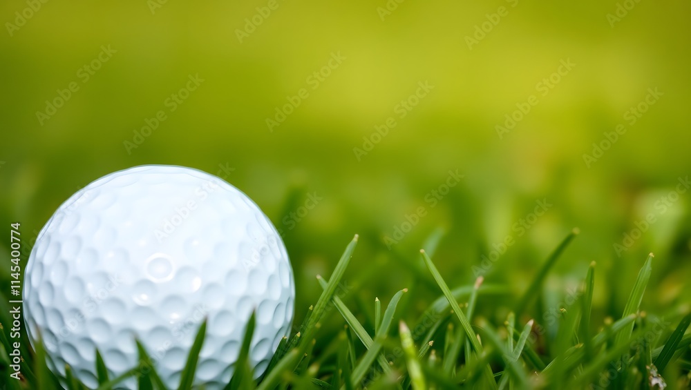 Close-up of a white golf ball left in the grass on a golf course. Close-up of a white golf ball left in the grass on a golf course.