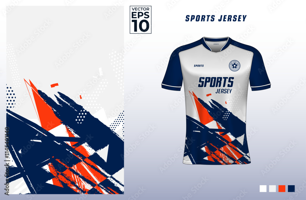 Fotografie T-shirt sport jersey design template with abstract grunge pattern for soccer, cycling, running, gaming, e-sports, badminton, or volleyball