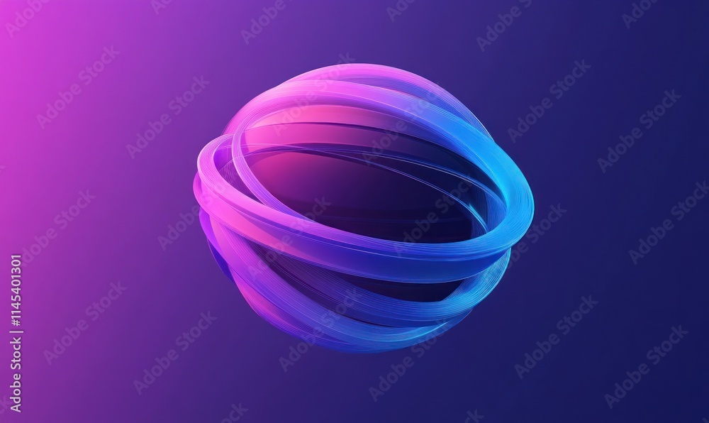 Abstract sphere with vibrant neon pink and blue glowing rings. Abstract sphere with vibrant neon pink and blue glowing rings.