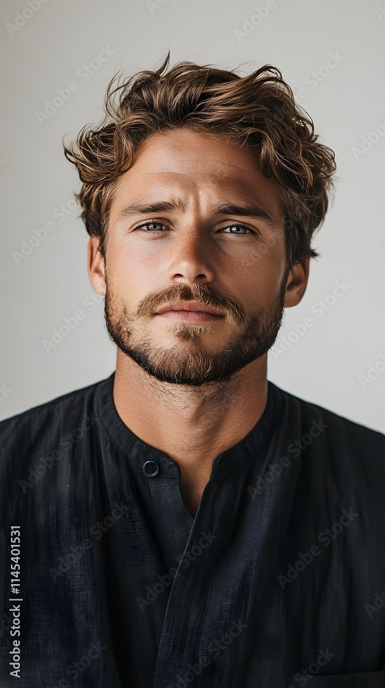 Stylish man with short wavy AI generated illustration Stylish man with short wavy AI generated illustration