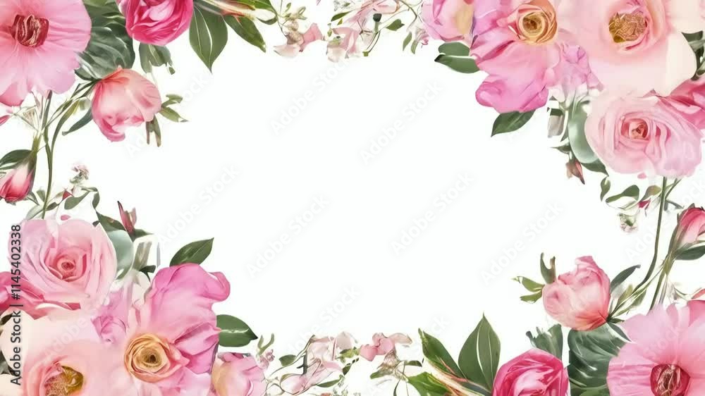 Pink floral frame with space for text. Pink floral frame with space for text.