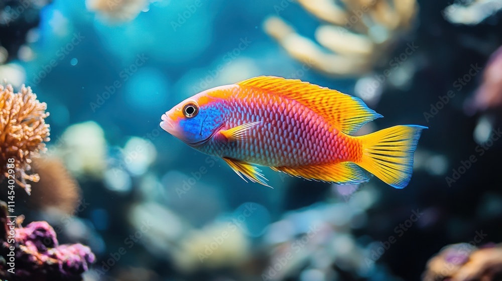Vibrant Tropical Fish Swimming in a Coral Reef Vibrant Tropical Fish Swimming in a Coral Reef