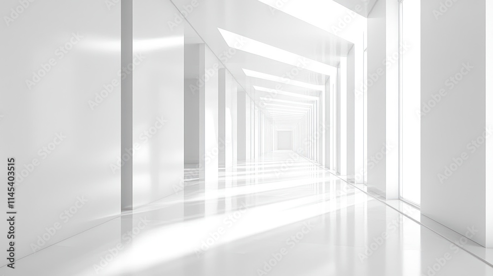 Endless White Corridor: A Study in Light and Architecture Endless White Corridor: A Study in Light and Architecture