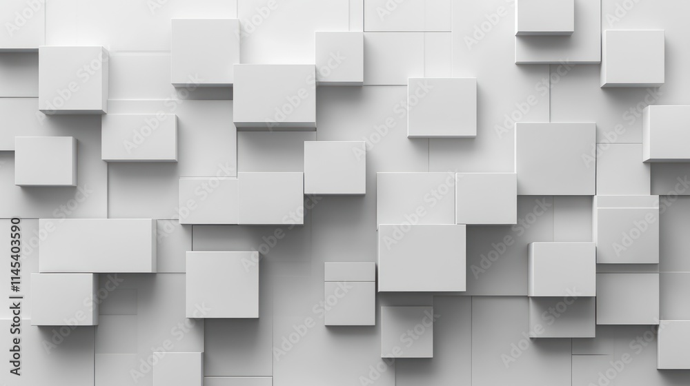 Abstract White Cubic Composition: A Modern Minimalist 3D Render Abstract White Cubic Composition: A Modern Minimalist 3D Render