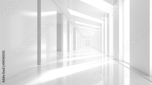 Endless White Corridor: A Study in Light and Architecture