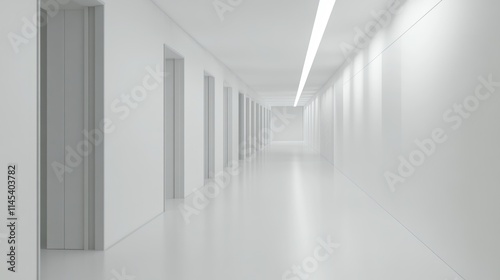 Endless White Corridor: A Minimalist Architectural Interior
