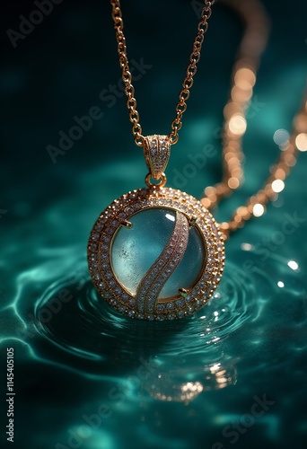 Elegant Jewelry Photography: Captivating Necklace Designs with Exquisite Water Ripples and Professional Lighting for Affordable Luxury
