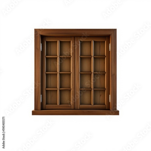 Wooden window frame isolated on white or transparent png frame isolated frame border design background isolated