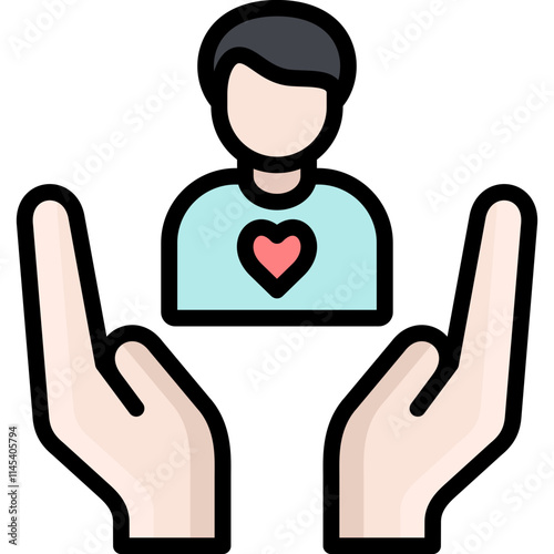 caring icon illustration design with filled outline