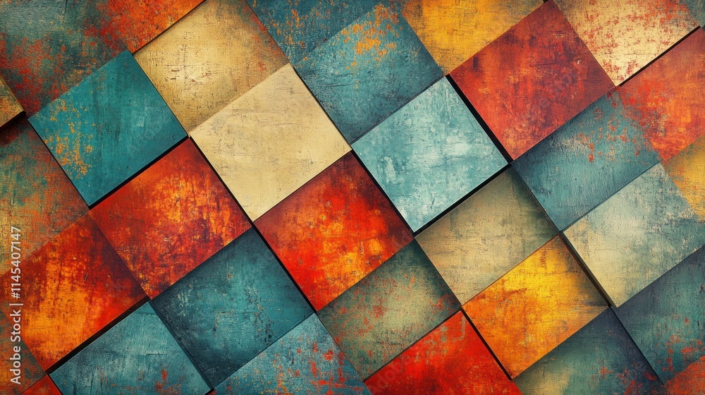 Fototapeta premium Abstract Geometric Pattern: A Symphony of Colors and Textures