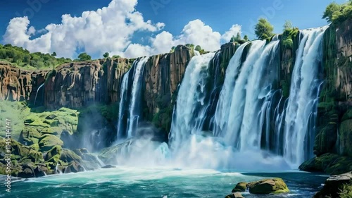 Magnificent Waterfall in the Middle of Tropical Forest