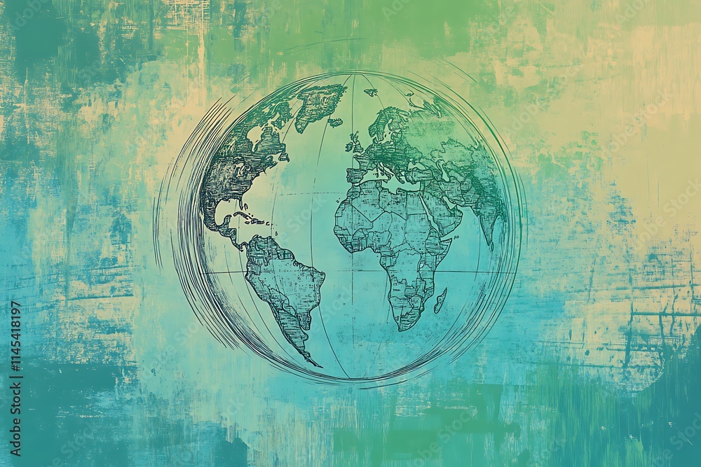 Obraz premium Sketchy world map on textured background.