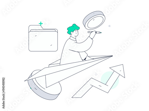 Marketing planning business characters flat vector concept operation hand drawn illustration
