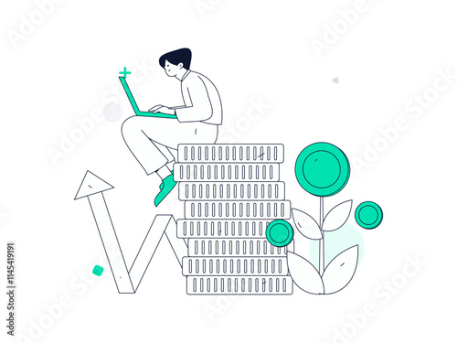 Marketing planning business characters flat vector concept operation hand drawn illustration
