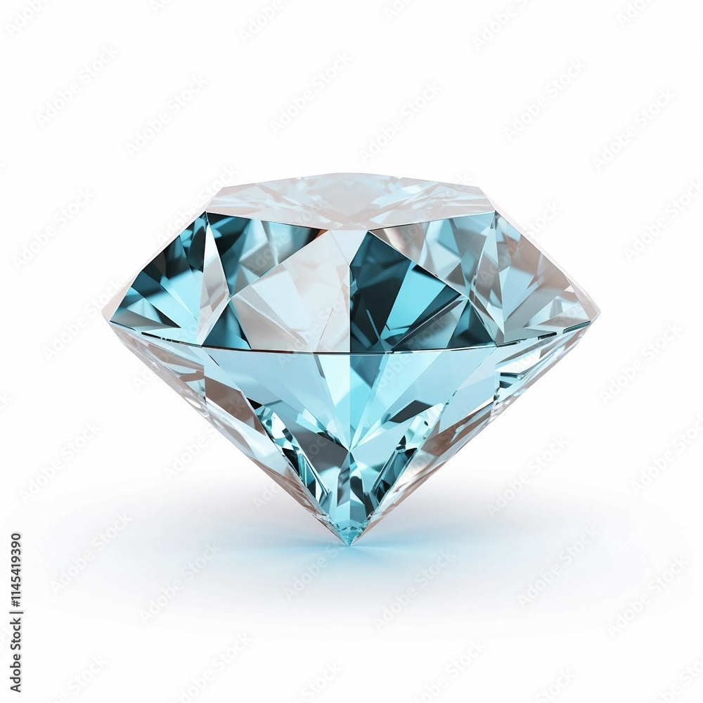 Sparkly Diamond, Isolated on white background, flat lay Sparkly Diamond, Isolated on white background, flat lay
