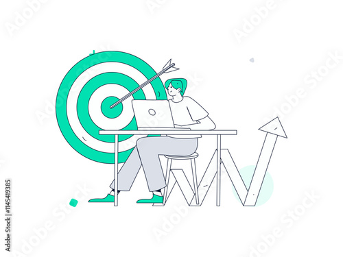 Marketing planning business characters flat vector concept operation hand drawn illustration
