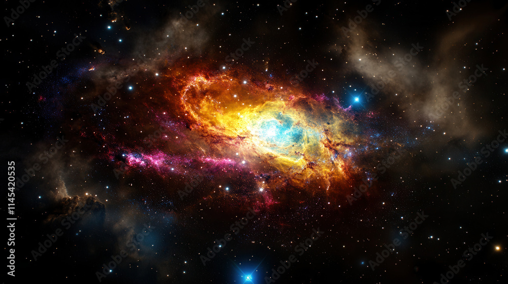 Naklejka premium breathtaking galaxy with swirling stars and glowing colors, showcasing beauty of universe