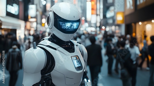 Wallpaper Mural Robotic police officer patrolling a AI generated illustration Torontodigital.ca