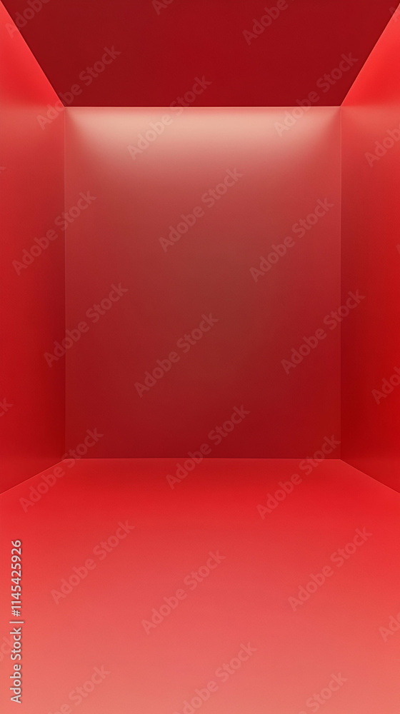 Obraz premium A minimalistic red room with smooth walls and a subtle light source.