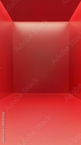 A minimalistic red room with smooth walls and a subtle light source.