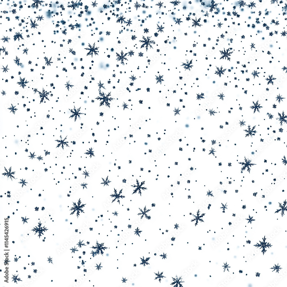Falling snowflakes on white background made with generative AI Falling snowflakes on white background made with generative AI