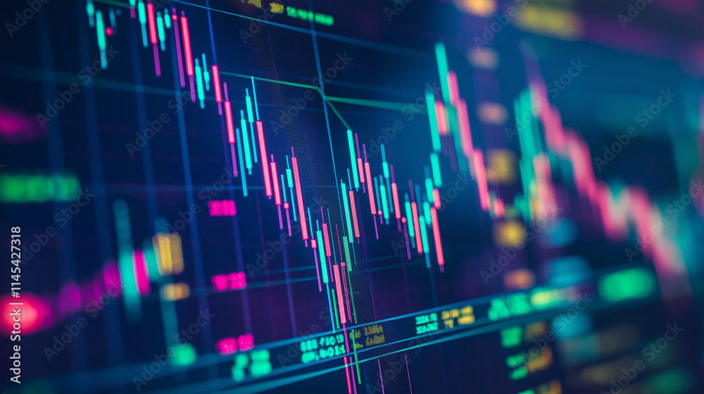 Close-up of digital stock market screen showing upward trend graph, symbolizing stock buyback, financial charts and candlestick patterns in background. Close-up of digital stock market screen showing upward trend graph, symbolizing stock buyback, financial charts and candlestick patterns in background.