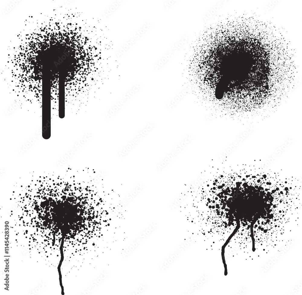 Spray Paint Vector. Lines and Drips Black ink splatters, Ink blots set, brush, Street style. Black graffiti spray set paint pattern. Spray paint abstract lines drips texture. Spray Paint Vector. Lines and Drips Black ink splatters, Ink blots set, brush, Street style. Black graffiti spray set paint pattern. Spray paint abstract lines drips texture.