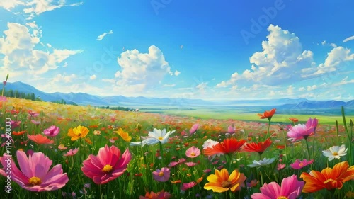 Flowers Blooming in the Vast Field