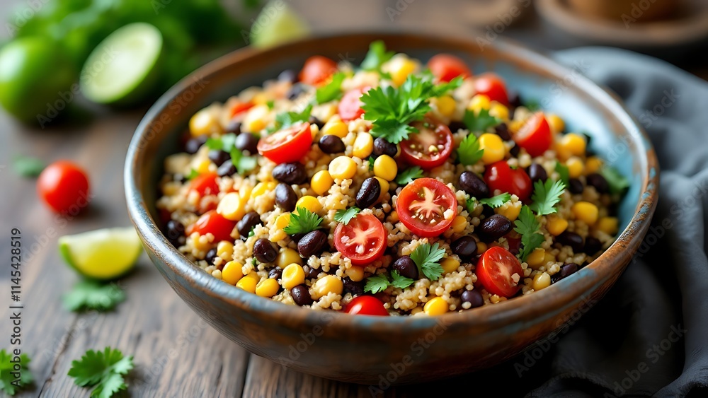 A refreshing quinoa salad with black beans, corn, and cherry tomatoes, packed with protein, fiber, and vibrant flavors. Perfect for a healthy, nutritious, and balanced meal. A refreshing quinoa salad with black beans, corn, and cherry tomatoes, packed with protein, fiber, and vibrant flavors. Perfect for a healthy, nutritious, and balanced meal.