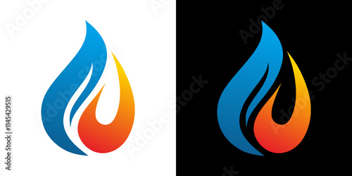 abstract vector logo design template modern illustration symbol simple logo icon water and fire