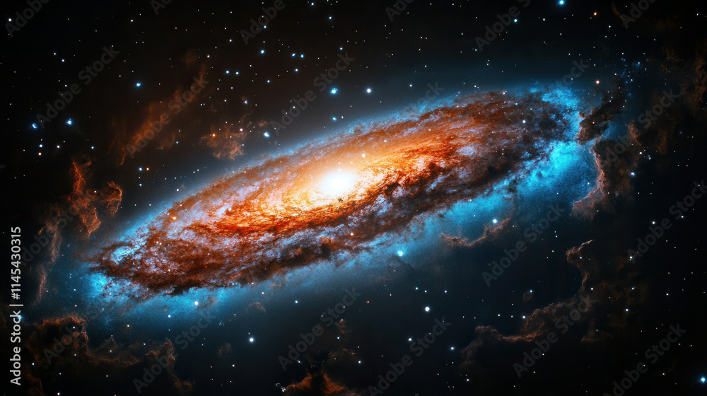 Fototapeta premium vivid depiction of swirling galaxy surrounded by stars and cosmic dust