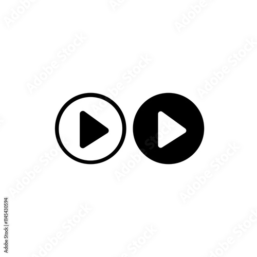 Design of a play button inside a circle with black and white colors
